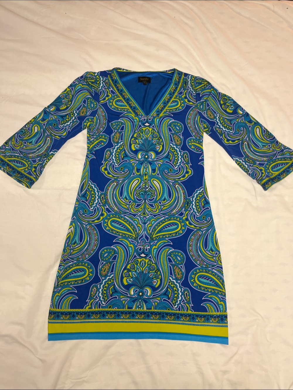 Laundry By Shelli Segal Paisley 3/4 Sleeve Shift fully lined